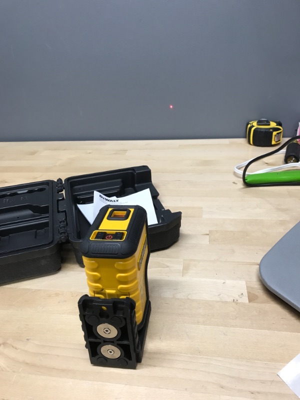 Photo 4 of 100 ft. Red Self-Leveling 3-Spot Laser Level with (2) AA Batteries & Case
