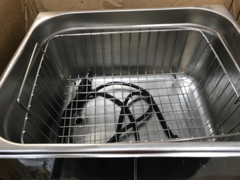 Photo 6 of VEVOR Professional Ultrasonic Cleaner 10L/2.5 Gal, Easy to Use with Digital Timer & Heater, Stainless Steel Industrial Machine for Jewelry Dentures Small Parts, 110V, FCC/CE/RoHS Certified previously opened but in good condition. box has some damage but d