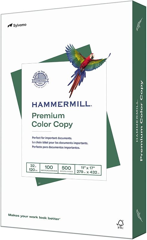 Photo 1 of Hammermill Printer Paper, Premium Color 32 lb Copy Paper, 11 x 17 - 1 Ream (500 Sheets) - 100 Bright, Made in the USA, 102660R
