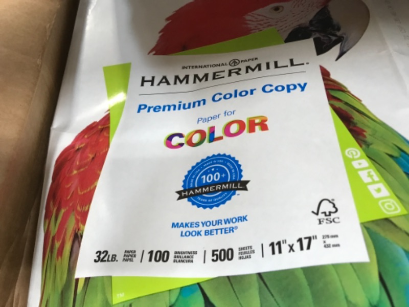 Photo 3 of Hammermill Printer Paper, Premium Color 32 lb Copy Paper, 11 x 17 - 1 Ream (500 Sheets) - 100 Bright, Made in the USA, 102660R
