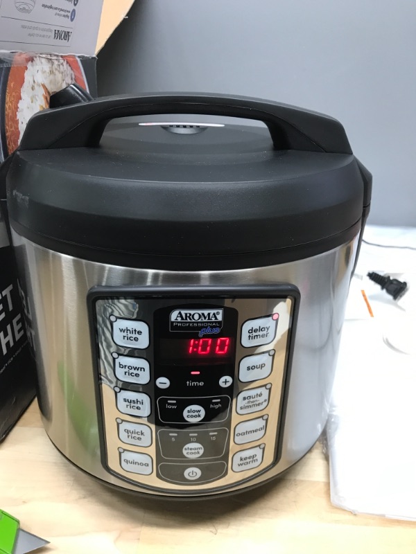 Photo 5 of Aroma Professional Plus ARC-5000SB 20-Cup (Cooked) Digital Rice Cooker, Food Steamer, Slow Cooker, Stainless Exterior/Nonstick Pot