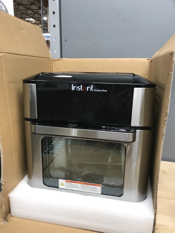 Photo 3 of PARTS ONLY DOES NOT TURN ON 
Instant Vortex Plus 10 Quart Air Fryer, Rotisserie and Convection Oven, Air Fry, Roast, Bake, Dehydrate and Warm, 1500W, Stainless Steel and Black
