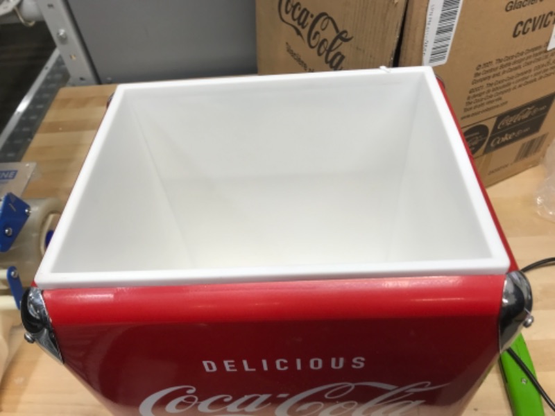 Photo 2 of Coca Cola Retro Ice Chest Cooler with Bottle Opener 13 L /14 Quart Vintage Style Ice Bucket for Camping, Picnic, Beach, RV, BBQs, Tailgating and Fishing
