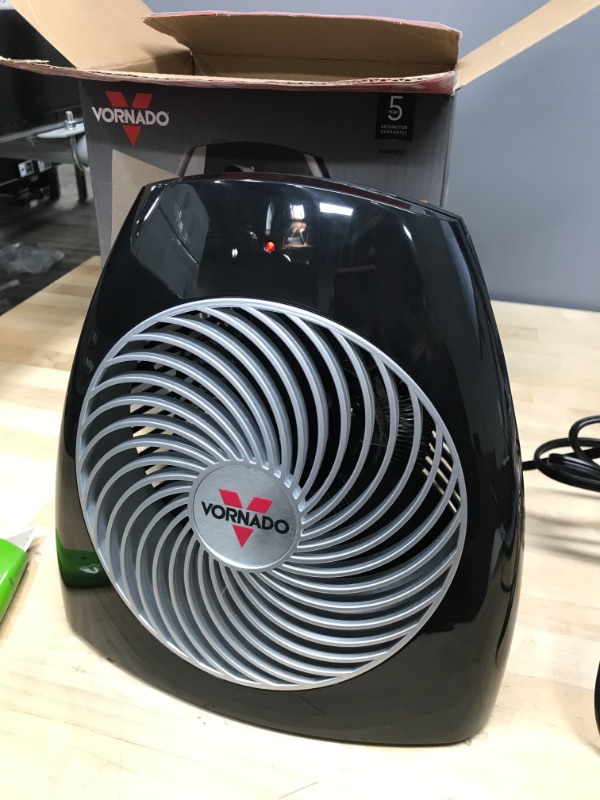 Photo 1 of Vornado MVH Vortex Heater with 3 Heat Settings, Adjustable Thermostat, Tip-Over Protection, Auto Safety Shut-Off System, Whole Room, Black
