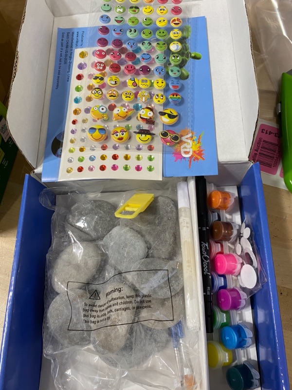 Photo 1 of Rock Painting Kit - Fun Rock Art Supplies for Kids & Adults To Paint, Draw & Decorate - Waterproof Craft with Glow In The Dark Stickers for Outdoor Hide & Seek Play - Creativity Booklet with Tutorials

