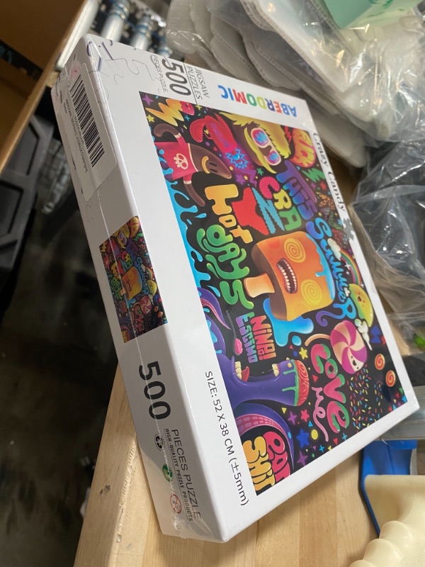 Photo 1 of ABERDOMIC 500 Piece Jigsaw Puzzles for Adults Teen Kids, Carnival Doodle - The Crazy Candy, Vivid Color Colorful Patterns Pieces Puzzle, Funny and Difficult Challenging
