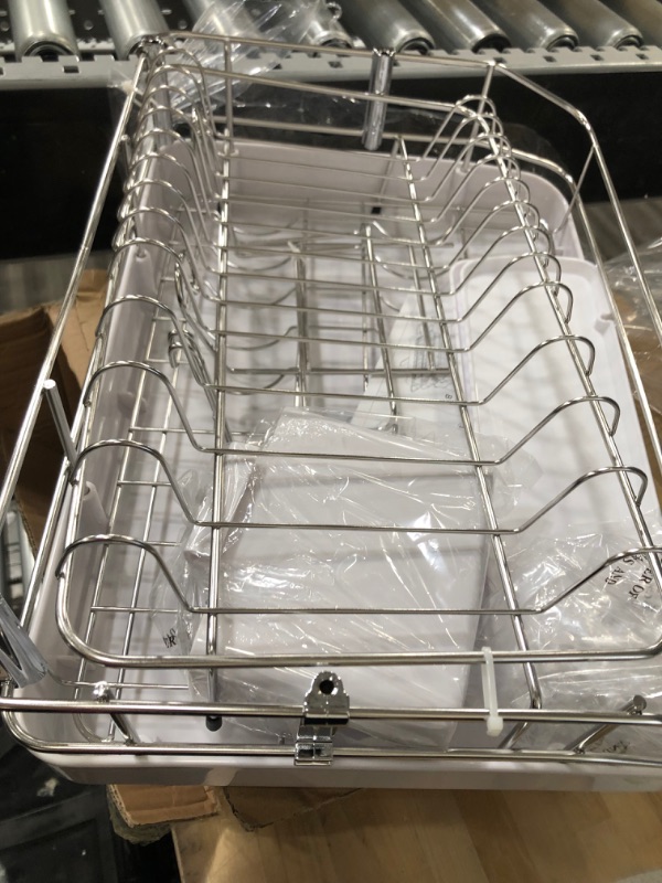 Photo 2 of 2-Tier Dish Drying Rack, Ohuhu Stainless Steel Kitchen Dish Rack and Drainboard Set, 27" x 13" x 13" Extra Large Dish Drainer for Kitchen Counter, Sink Dish Racks with Drainage Spout & Utensil Holder
