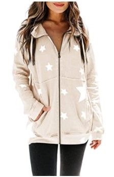 Photo 1 of Ermonn Womens Half Zip Up Sweatshirts Star Print Long Sleeve Casual Loose Drawstring Pullover Tops with Pocket LArge
