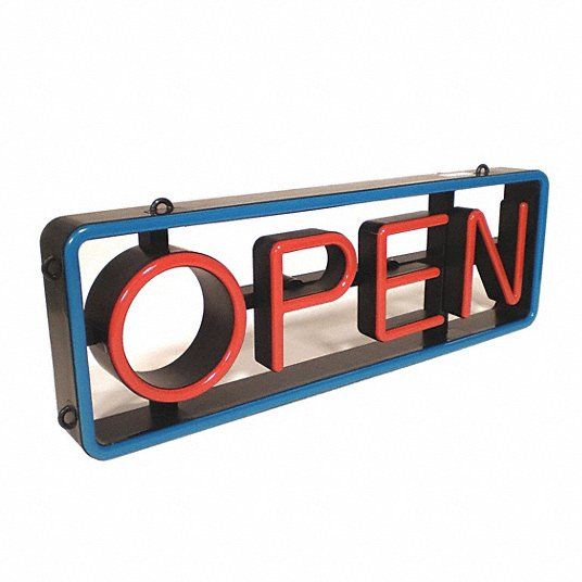 Photo 1 of Ultra Bright?LED Open Sign for Business Office Bar Barber or Salon with Remote and Cord Switch, Steady-Scrolling-Flashing Modes, Red & Blue, 21inch
