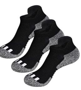 Photo 1 of Running Ankle Socks Cushioned Low Cut Athletic Compression Socks for Men & Women, (3 Pairs) Black, Medium 