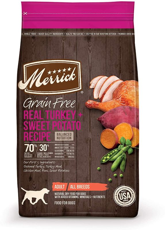 Photo 1 of *EXPIRED Jan 2022*
Merrick Grain Free Turkey + Sweet Potato Recipe Dry Dog Food, 4 lbs.
