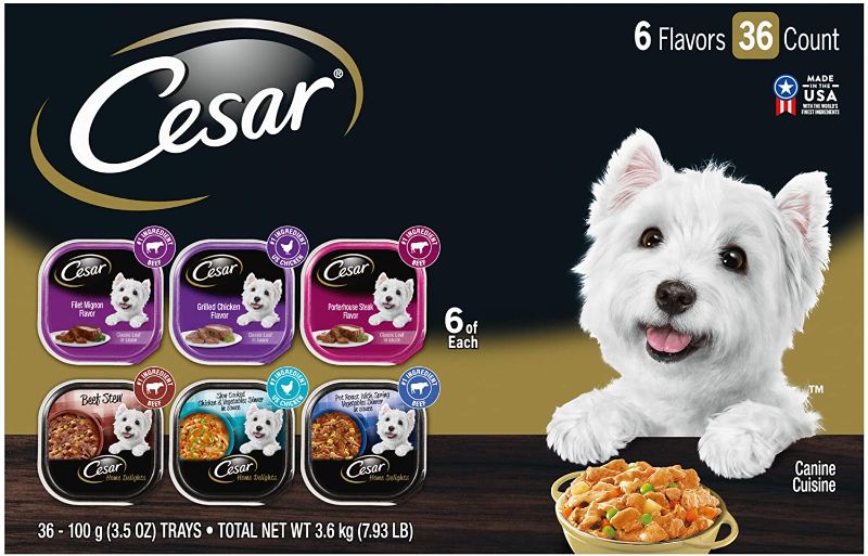 Photo 1 of *EXPIRES 12 2022*
Cesar Gourmet Wet Dog Food Variety Packs – 36 Trays 
