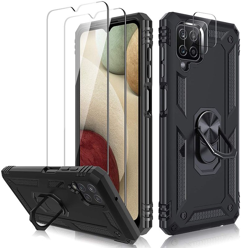 Photo 1 of *NOT exact stock picture, use for reference* 
*factory wrapped/ sealed*
TOCOL Compatible with Samsung Galaxy A12 Phone Case, 2 Pack Screen Protector and 2 Pack Camera Lens Protector Ring Holder Military Grade Magnetic Kickstand Shockproof Tough Armor Hard