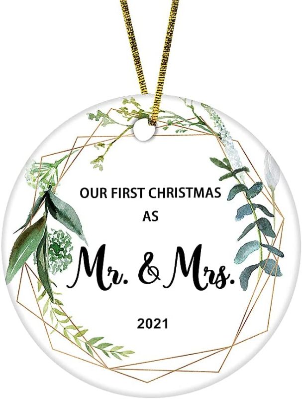 Photo 1 of **SET OF 2**
JUPPE 2021 Our First Christmas As Mr & Mrs Ornament Newlywed Married Wedding Decoration Romantic Couples Gift Ideas (White-3)
