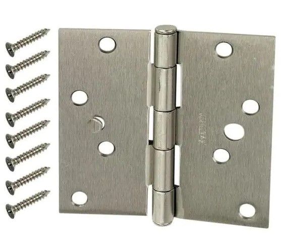 Photo 1 of 
Everbilt
4 in. Satin Nickel Square Corner Security Door Hinges Value Pack (3-Packs of 3)