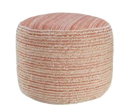 Photo 1 of **SLIGHTLY DIFFERENT FROM STOCK PHOTO**
Lepouf, Coral/White Tropical Textured and Distressed Pouf
