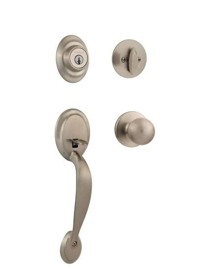 Photo 1 of **INCOMPLETE**
Dakota Satin Nickel Single Cylinder Door Handleset with Polo Door Knob Featuring SmartKey Security
