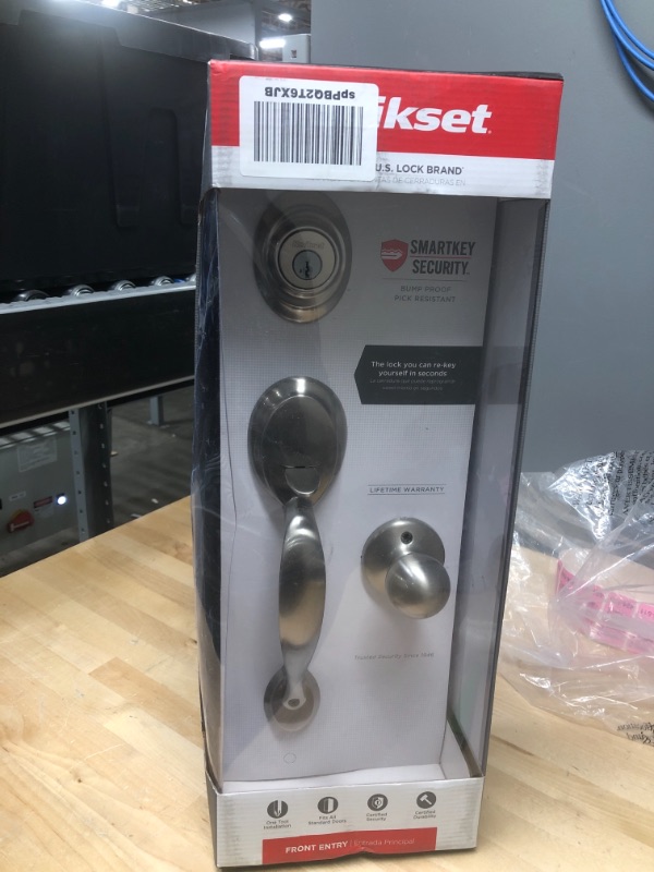 Photo 2 of **INCOMPLETE**
Dakota Satin Nickel Single Cylinder Door Handleset with Polo Door Knob Featuring SmartKey Security
