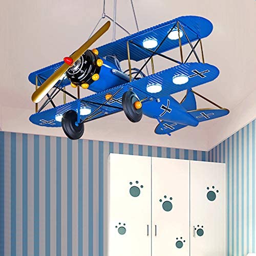 Photo 1 of **PARTS ONLY**DAMAGED
LITFAD Airplane Modern Art Deco Pendant Light Cartoon Biplane 8 Lights Chandelier Yellow Metal LED Suspended Light for Amusement Park Living Room Boys Bedroom Children's Room