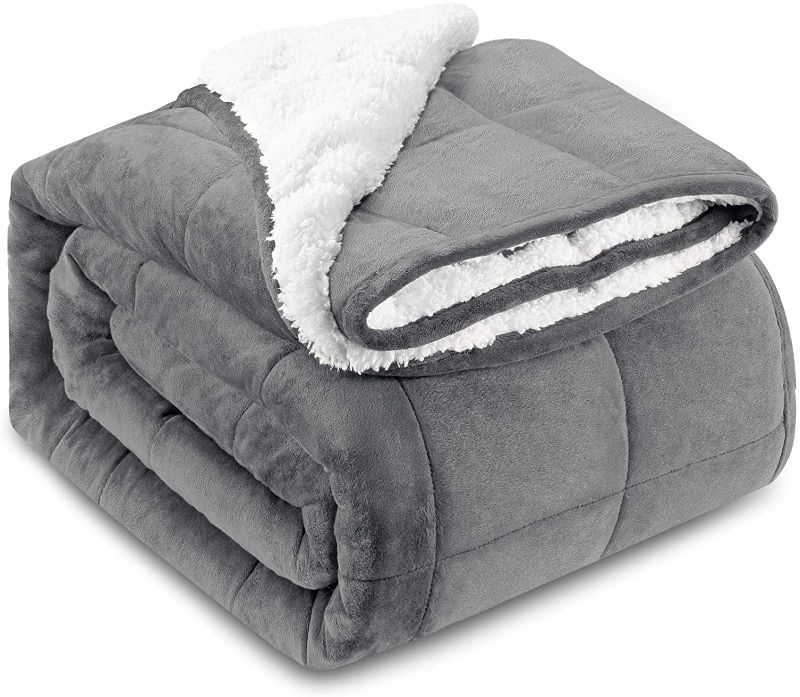 Photo 1 of **SLIGHTLY DIFFERENT FROM STOCK PHOTO**
Weighted Blanket for Adults, Oeko-Tex Certified Thick Fuzzy Bed Blanket, Heavy Reversible Soft Fluffy Plush Blanket with Premium Glass Beads 60X80 Inches, Grey
