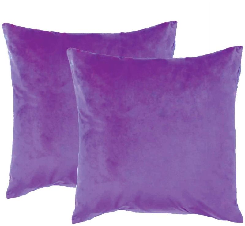 Photo 1 of **SET OF 2**
Essencea Velvet Throw Pillow/Cushion Covers Set of 2 Solid Color Decorative European Shams Soft Square Pillowcases with Hidden Zipper for Sofa | Bedroom | Living Room | Car (20 x 20 Inch, Purple)
