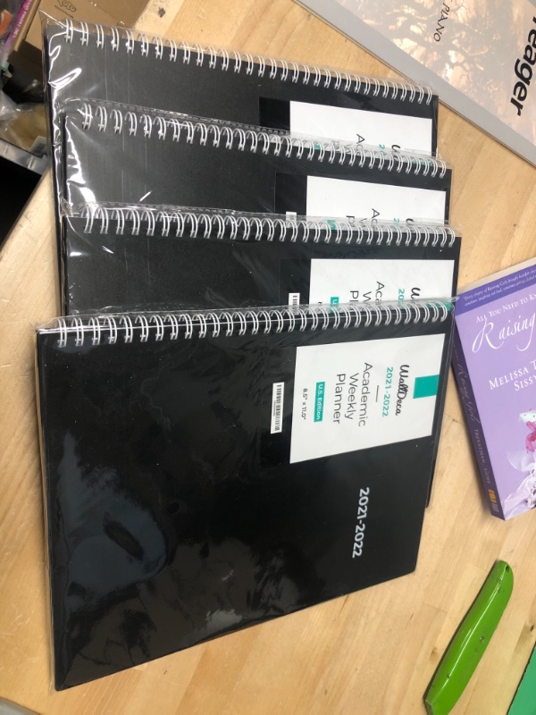 Photo 2 of **SET OF 4**
WallDeca 2021-2022 Academic Planner - Annual Weekly & Monthly Planner, July 2021 - Aug 2022, 8.5" x 11" Full Paper Size, Flexible Cover, Notes Pages, Twin-Wire Binding (USA 8.5x11")
