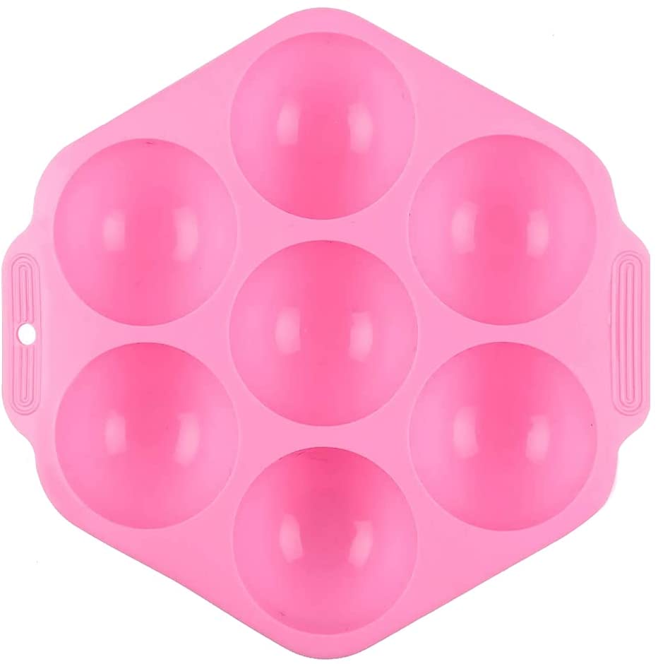 Photo 1 of **SET OF 2**
HIPIER Large round Shape Semi Sphere Silicone Cake Mold 7 Holes Baking Mold for Making Hot Chocolate Bomb Jelly Pudding Soap, Pink/Brown/Blue
