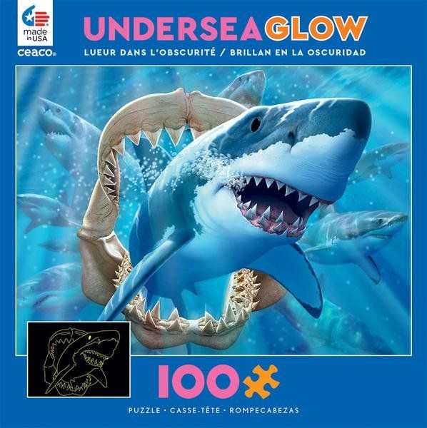 Photo 1 of **SET OF 3**
Undersea Glow Puzzle- Sharks 100pc
