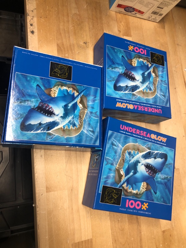 Photo 1 of **SET OF 3**
Undersea Glow Puzzle- Sharks 100pc
