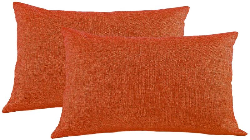 Photo 1 of **PACK OF 2**
Essencea Linen Cushion Covers Solid Throw Pillowcase Covers | Orange Color | 12x20 Inches | Set of 2 | Hidden Zipper | Home décor Luxurious Cushion Covers for Sofa Bedroom Living Room
