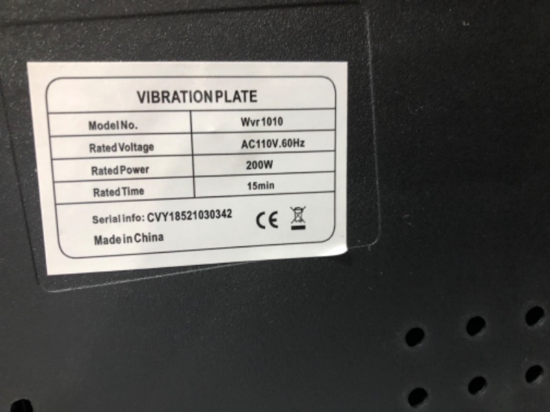 Photo 3 of ** NO STOCK PHOTO***
VIBRATION PLATE WVR1010  **MISSING REMOTE***
