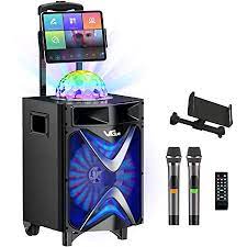 Photo 1 of Karaoke Machine for Adults & Kids, VeGue Bluetooth PA Speaker System with 2 Wireless Microphones, Disco Ball, 10"