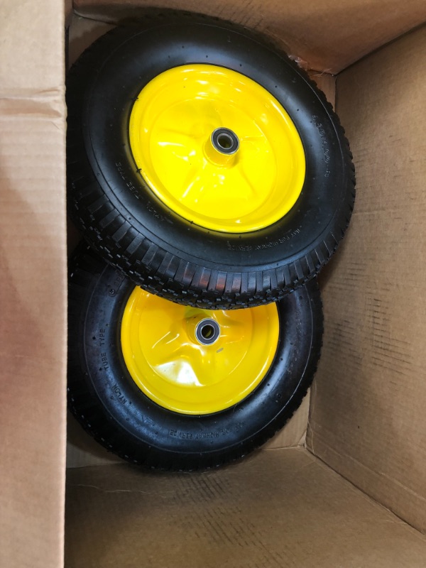 Photo 1 of (2-Pack) AR-PRO 4.80/4.00-8" Tire and Wheel Set - 3" Hub, and 5/8" Sintered iron bushings, Universal Replacement