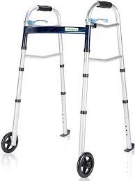 Photo 1 of OasisSpace Compact Folding Walker, with Trigger Release and 5 Inches Wheels for The Seniors BLUE