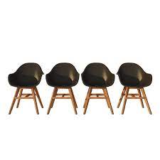 Photo 1 of Amazonia Jade 4-Piece Outdoor Patio Dining Chairs Set - 4pc - Black Arm Chair With Dark Wood Finish Legs
