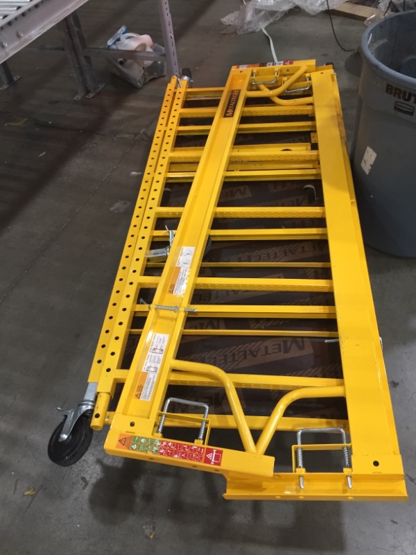 Photo 6 of *** MINOR SCRATCHES*** MISSING HARDWARE***MetalTech Safeclimb 6 Ft. W X 6.25 Ft. H X 2.5 Ft. D Steel Baker Style Scaffold Rolling Platform, 1,100 Lbs. Load Capacity 
