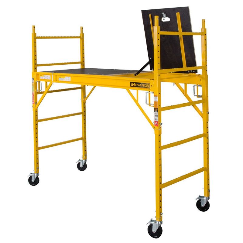 Photo 1 of *** MINOR SCRATCHES*** MISSING HARDWARE***MetalTech Safeclimb 6 Ft. W X 6.25 Ft. H X 2.5 Ft. D Steel Baker Style Scaffold Rolling Platform, 1,100 Lbs. Load Capacity 
