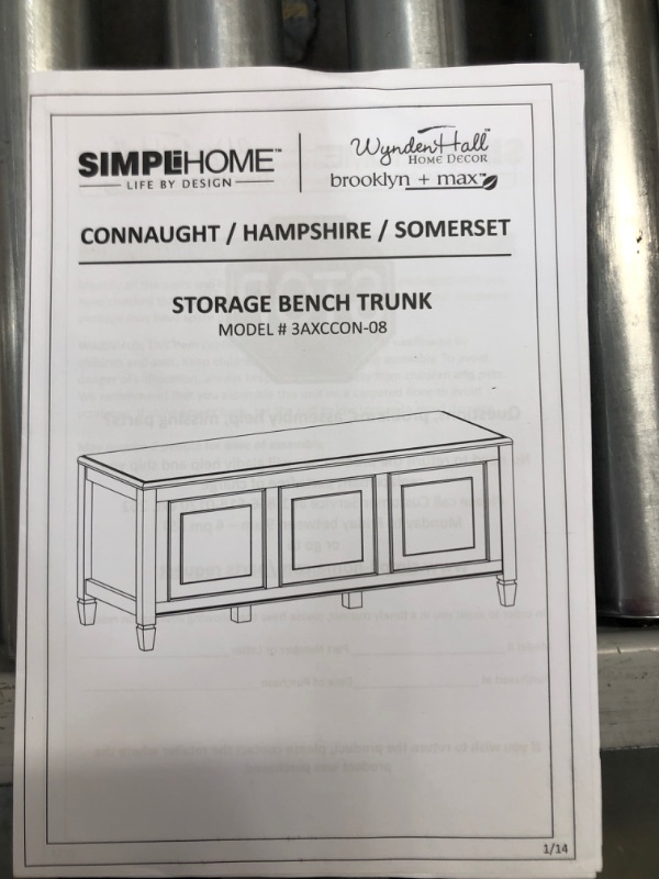 Photo 2 of Simpli Home Connaught Storage Bench Trunk, 3AXCCON-08, 51'' x 20.75'' x 18''