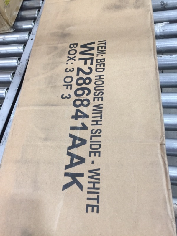 Photo 1 of INCOMPLETE House Bed Bunk Beds with Slide, Wood Bunk Beds with Roof and Guard Rail for Kids, Toddlers, No Box Spring Needed (BOX 3 OUT OF 3)
**MISSING BOX 1 AND 2**
