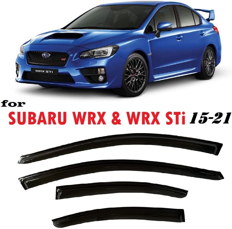 Photo 1 of olltoz Smoke Tinted Tape-On Side Window Visor Deflectors Rain Guards Compatible with Subaru WRX 2015 - 2020 Premium Limited STi 2016 2017 2018 2019
