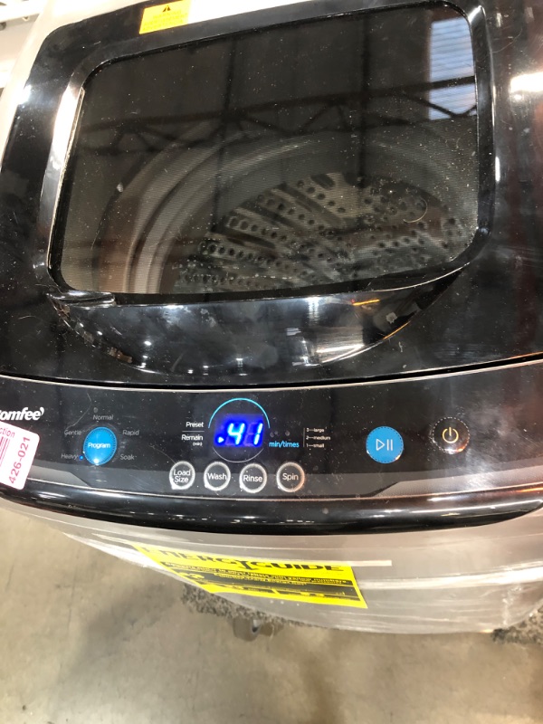 Photo 4 of COMFEE' Portable Washing Machine, 0.9 Cu.ft Compact Washer with LED Display, 5 Wash Cycles, 2 Built-in Rollers, Space Saving Full-Automatic Washer, Id
