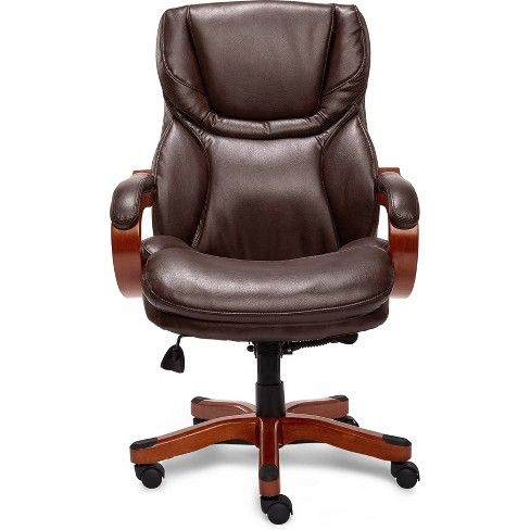 Photo 1 of Big and Tall Executive Office Chair with Upgraded Wood Accents - Serta
