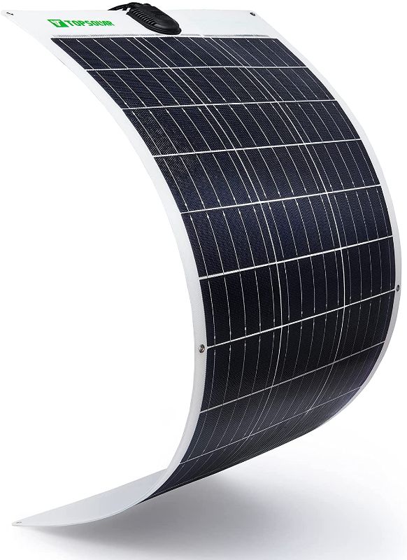 Photo 1 of Topsolar Flexible Solar Panel 100W 24V/12V Monocrystalline Bendable - 100 Watt 12Volt Semi-Flexible Mono Solar Panels Charger Off-Grid for RV Boat Cabin Van Car Uneven Surfaces
