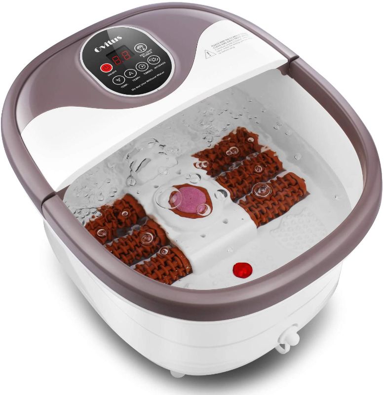 Photo 1 of Foot Spa Bath Massager with 6 Motorized Rollers, Foot Bath Massager with Heat for Feet Relief and Relax, Bubble Surging, Temperature +/- and Timer Through Digital Control Screen, Pedicure Stone
