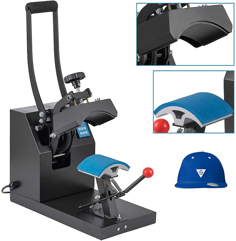 Photo 1 of PRIBCHO Hat Press Heat Machine 6 Inch Clamshell Hat Heat Press Machine Upgrade Aluminum Heating Plate Baseball Cap Press Machine Digital LCD Timer and Temperature Control
