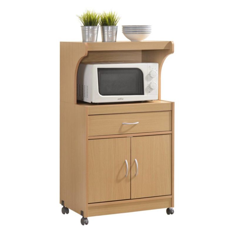 Photo 1 of ***HARDWARE LOOSE IN BOX *** Hodedah Microwave Contemporary Wooden Kitchen Cart in Beige
