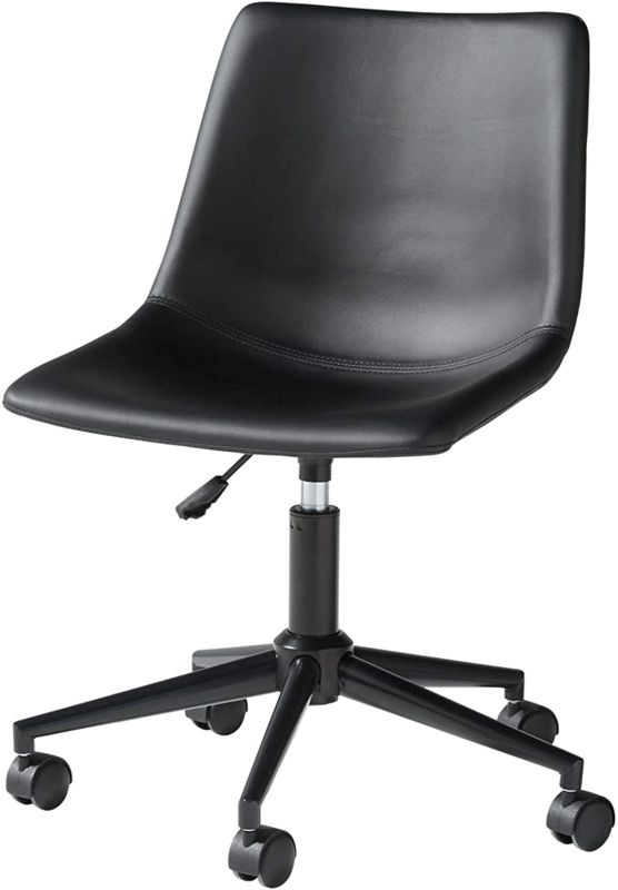 Photo 1 of Signature Design by Ashley Faux Leather Adjustable Swivel Bucket Seat Home Office Desk Chair, Black