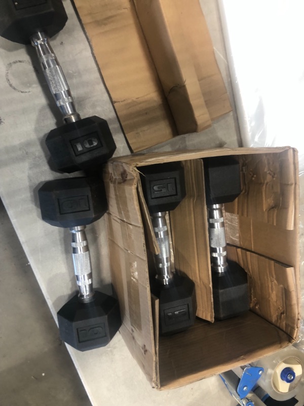 Photo 2 of Rubber Hex Dumbells set of 2 (2x15lb+2x10lb dumbbell set) 