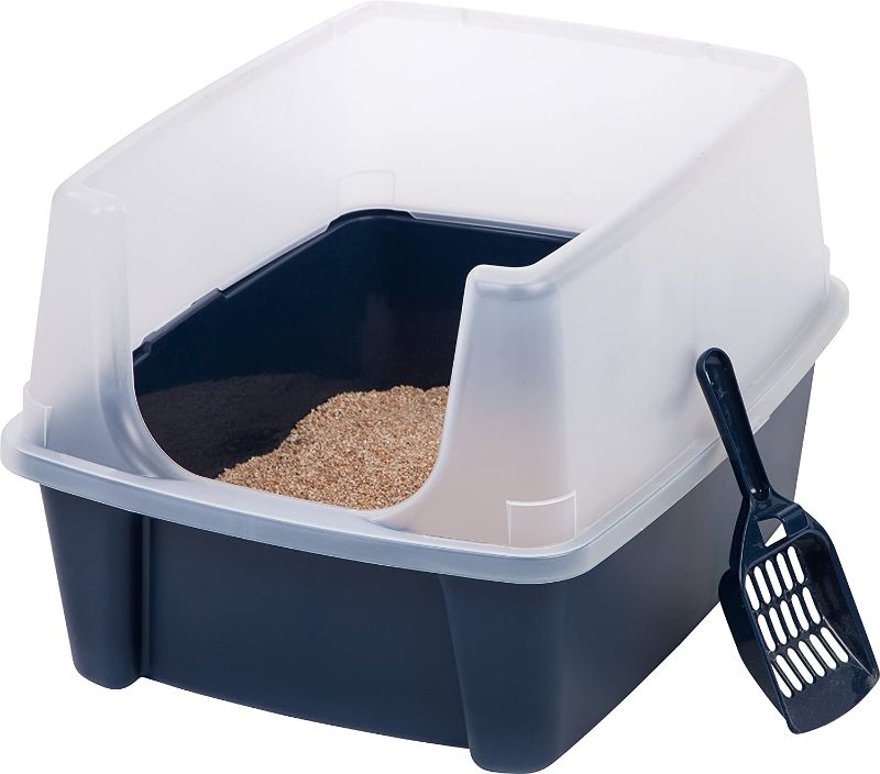 Photo 1 of IRIS USA Cat Litter Box, Open Top Kitty Litter Box with Shield and Cat Litter Scoop