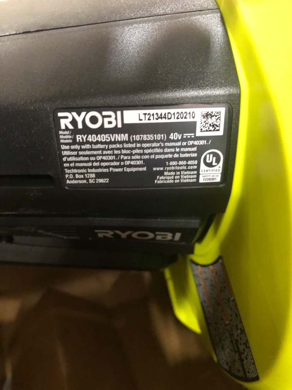 Photo 3 of RYOBI 40V Vac Attack Cordless Battery Leaf Vacuum/Mulcher (Tool Only)
